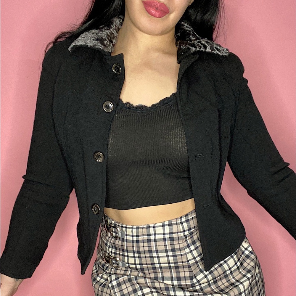 vintage faux fur trim jacket